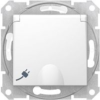 Розетка с заземлением без рамки Schneider Electric Sedna 1-м. крышка шторки IP44 белый картинка